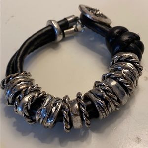 Leather and silver like bracelet